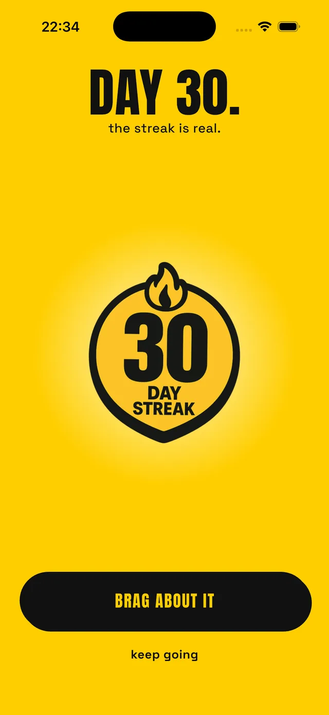 Day 30 streak milestone
